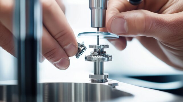 Watchmaker repairing the tiny gears of a luxury mechanical watch. Featuring precision and craftsmanship