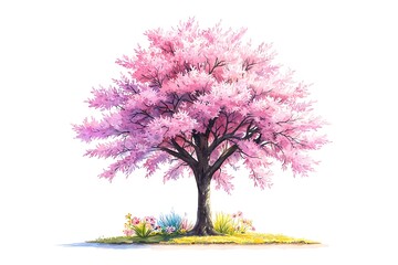 Obraz premium Pink Cherry Blossom Tree Illustration