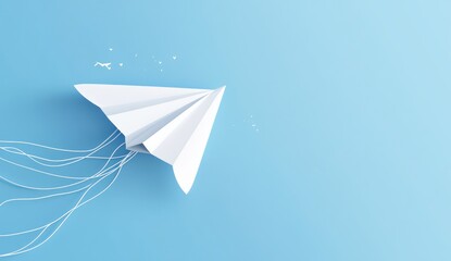 Paper Airplane Soaring High: A Minimalist Illustration of Freedom and Dreams