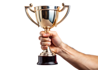 Hand of the person with a sports cup isolated on white background png