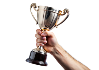 Hand of the person with a sports cup isolated on white background png