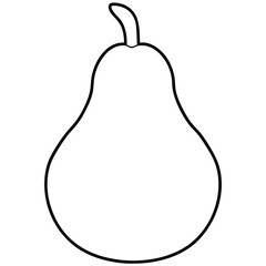 Pear Fruit Line Art Vector for Kids Hand Drawing and Learning – Simple Tropical Fruit Outline Illustration