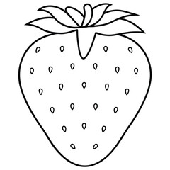 Strawberry Fruit Line Art Vector for Kids Hand Drawing and Learning ? Simple Tropical Fruit Outline Illustration (1).eps