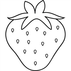 Strawberry Fruit Line Art Vector for Kids Hand Drawing and Learning ? Simple Tropical Fruit Outline Illustration (4).eps