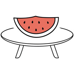 Watermelon Fruit Line Art Vector for Kids Hand Drawing and Learning Simple Tropical Fruit Outline Illustration