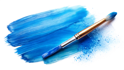  shiny blue brush   blue watercolor isolated on white background PNG