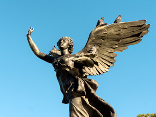 Angel Statue with birds on it