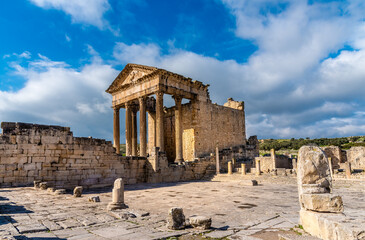 Fototapeta premium Ruins of Roman temples in Dougga, Tunisia