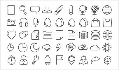 Outline set icon isolated Cartoon clipart Vector stock illustration