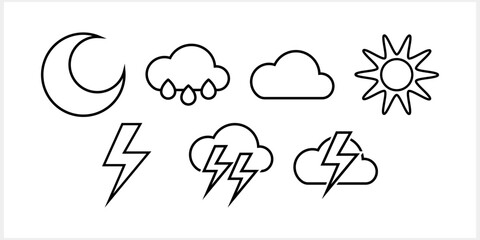 Outline weather clipart isolated Doodle cloud art sketch Vector stock illustration