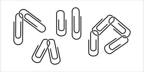 Outline black attach set Office clip symbol Sketch vector illstration