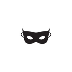 Simple black masquerade mask graphic.A solid black silhouette of a masquerade mask.
