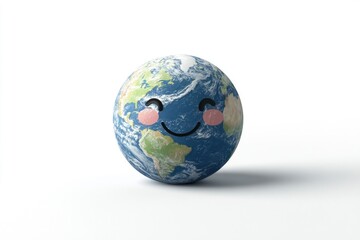 Fototapeta premium A smiling Earth egg, a cute 3D rendering symbolizing environmental care and happiness.
