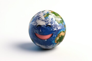 Fototapeta premium A smiling Earth egg, a 3D render symbolizing environmental happiness and global well-being.
