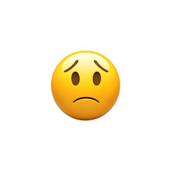 Fototapeta premium Sad face emoji with worried expression isolated on transparent background 