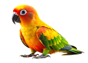 Obraz premium Colorful Sun conure parrot isolated on white background PNG