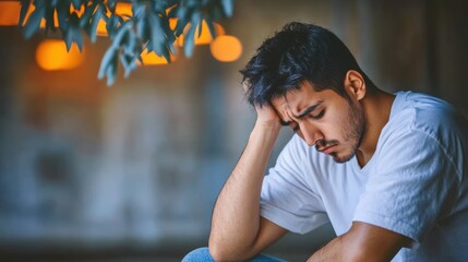 Young man suffering from drug addiction withdrawal symptoms