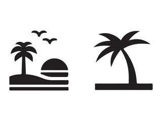 set of vector icons on the beach