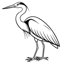 Minimal Great Blue Heron Vector Illustration on White Background