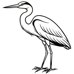 Minimal Great Blue Heron Vector Illustration on White Background