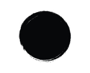 Black Brush Circle Fill, Bold Ink Round Abstract Shape Design Element, Black brush strokes shape. Abstract round grunge paint ink background.