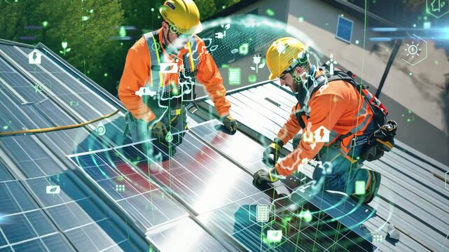 Smart Eco rooftop passive AI solar Save the planet earth in Net zero ESG SDGs plant go green world global low CO2 emission. Future growth Panels cells roof grid sun light electric power supply panel.