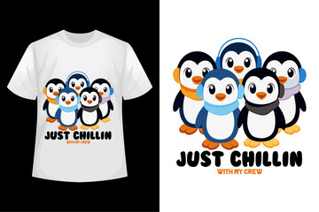 set of funny cartoon penguins t shirt design 