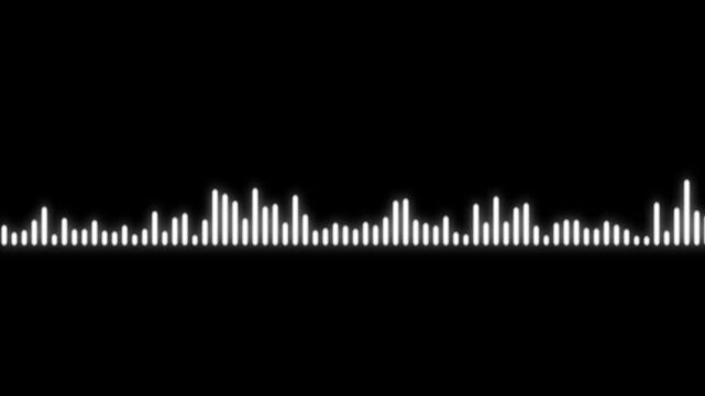 Sound wave animation isolated on black background. Audio waveform with frequency animated lines. Abstract sound wave background.