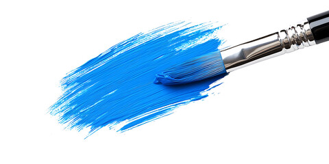 A paintbrush with blue paint isolated on white background PNG
