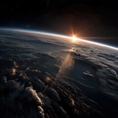 Capturing earth's horizon planet earth hyperrealistic photograph space vertical view hyperrealism