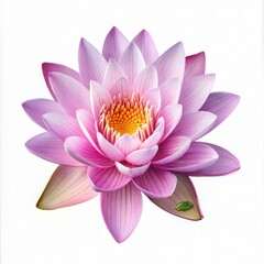 Intricate Water Lily Bloom on White Background