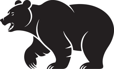 Aggressive Grizzly Bear Silhouette Standing In Profile Vector Illustration Graphic Design