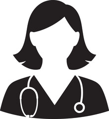 Woman Doctor Icon With Stethoscope Medical Professional Female Practitioner Silhouette