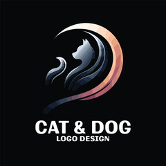 Cat And Dog Vector Logo Design