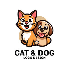 Cat And Dog Vector Logo Design