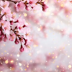 Fototapeta premium Beautiful cherry blossom flowers in spring bloom.
