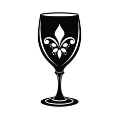 A black and white drawing of a glass with flowers on it
