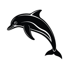 Black Elegant Dolphin Silhouette Vector Designs

