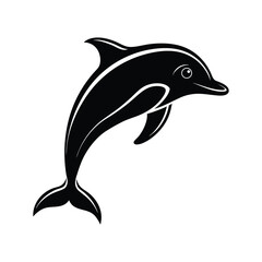 Black Elegant Dolphin Silhouette Vector Designs
