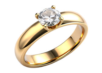 Wedding ring - gold, diamond isolated on white background   png