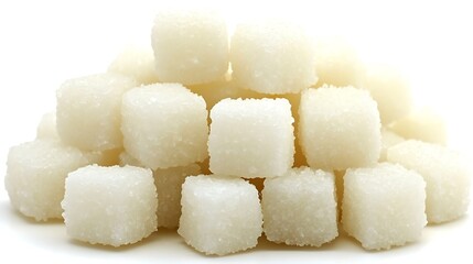 Sugar cubes stacked in a pyramid shape.
