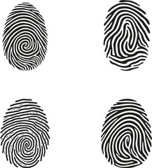 A Collections of Fingerprint Identification Security Sign and Symbol Vector Icon Illustration Isolate on White Background