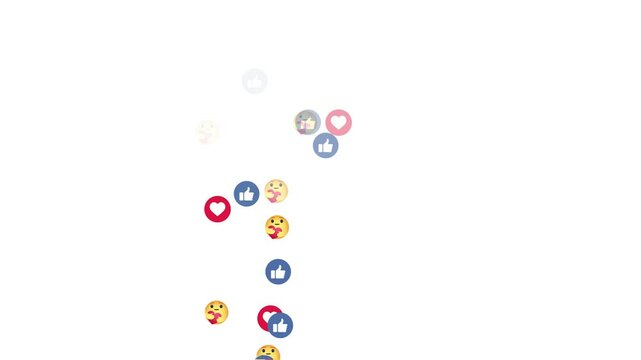 Floating animation of a love emoji icon for social media, isolated on a black background.