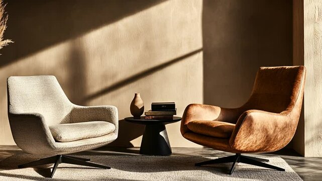 Elegant Swivel Armchairs in a Modern Interior