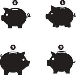 Piggy Bank Icon Set Vector Illustration for Finance and Savings Concepts