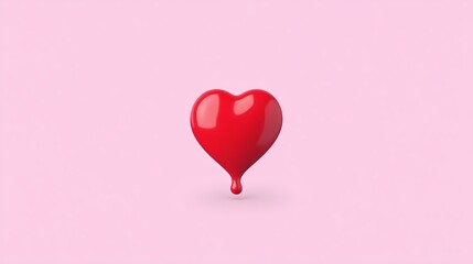 Blood drop in heart shape isolate on pink background. Blood Donation Concept.