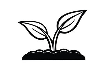 Black And White Sprout Vector Illustration Symbolizing Growth And Environmental Awareness