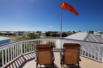 terrace in residential private airport and windsock indicator