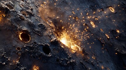 Welder joining metal parts with a welding torch. Featuring intense focus and precision