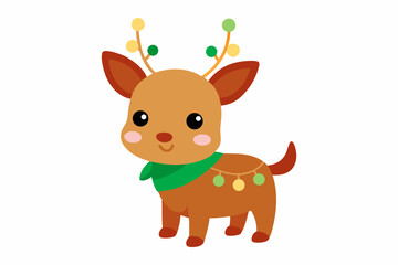 Fototapeta premium christmas reindeer with red ribbon